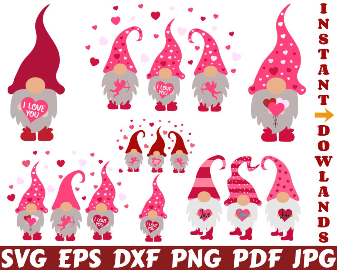 Valentines Gnomes SVG - Gnomes SVG - Valentine's Day Gnome SVG - Gnome ...