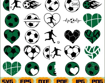 Soccer Silhouette - Sport SVG - Soccer Ball SVG - Soccer Heart SVG - Soccer Player Svg - Soccer Cut File - Soccer Clipart - Soccer Design