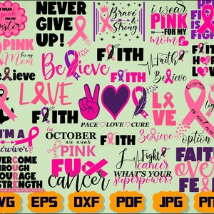 Breast Cancer Svg -  Cancer Awareness Svg - Cancer Cut Files - Cancer Quote Svg - Cancer Ribbon Svg - Cancer Survivor Svg - Cancer Clipart