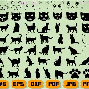 Cat Silhouette - Cat Face SVG - Cat Head SVG - Cat SVG - Cat Design Svg - Cat Shirt Svg - Cat Vector - Cat Paw Svg - Cat Cut Files - Cricut