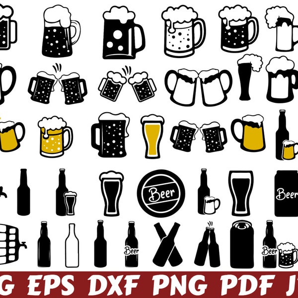 Beer Silhouette Svg - Beer Clipart - Beer Cut File - Mug Svg - Beer Mug Svg -Beer Cheers Svg - Beer Shirt Svg - Drink Svg - Beer Design Svg