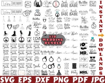 ウェディング SVG - ウェディング SVG バンドル - ウェディング カット ファイル - ウェディング シルエット - ウェディング シャツ SVG - 花嫁 SVG - 新郎 SVG - ブライダル パーティー SVG-リング