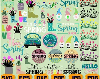 Spring Svg - Spring Cut Files - Hello Spring Svg - Spring Bundle - Spring Quote Svg - Spring Saying Svg - Spring Clipart - Spring Silhouette