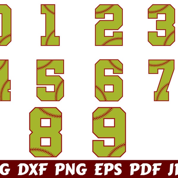 Softball Number SVG - Softball Number SVG - Number SVG - Sport Number Svg - Softball Cut File - Softball Shirt- Softball Birthday Number Svg