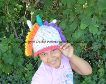 Unicorn Hat Crochet Pattern - PDF Download Only - Digital Download - Christmas Gift - Unicorn Lover Present -