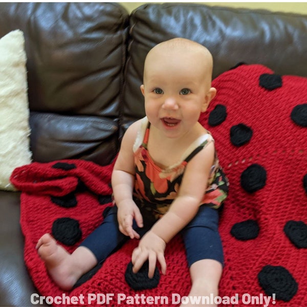 Ladybug Blanket Crochet Pattern - PDF Download Only - Lady Beetle Blanket - Throw Blanket - Baby Blanket -