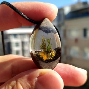 Mountain Necklace, Pressed Flower Necklace, Resin Pendant,Resin Jewelry, READY TO SHIP