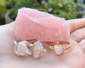 Wire wrapped crystal rings