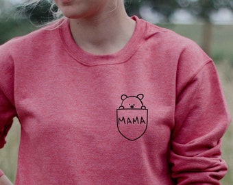 Mama Bear Pocket Sweatshirt, Mama Bear pocket Hoodie, Mama Bear Sweatshirt, Cool Mom Sweatshirt, Mom hoodie, Mama Bear Gift, New Mom Gift