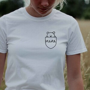Mama Bear Pocket Graphic Tee, Cute Mama Bear T-Shirt, Gift for New Mom, Bear pocket Shirt, Mama Bear T-shirt, Mama Bear, Mothers Day Shirt