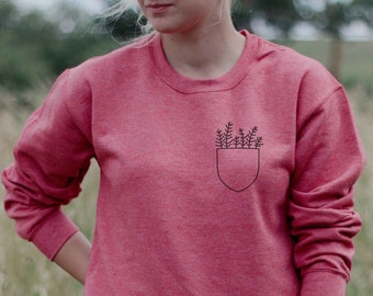 Flower Pocket Sweatshirt, Flower Hoodie, Women Hoodie, Sweatshirt For Mama, Flower Gifts sweater, Christmas Gift, Flower sweater