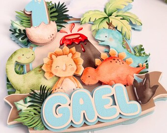 Topo de Bolo de Dinossauro, Decoração Personalizada para Festa de Aniversário