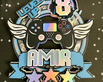 Video Game Cake Topper Shaker, Gamer Birthday Party Decor
