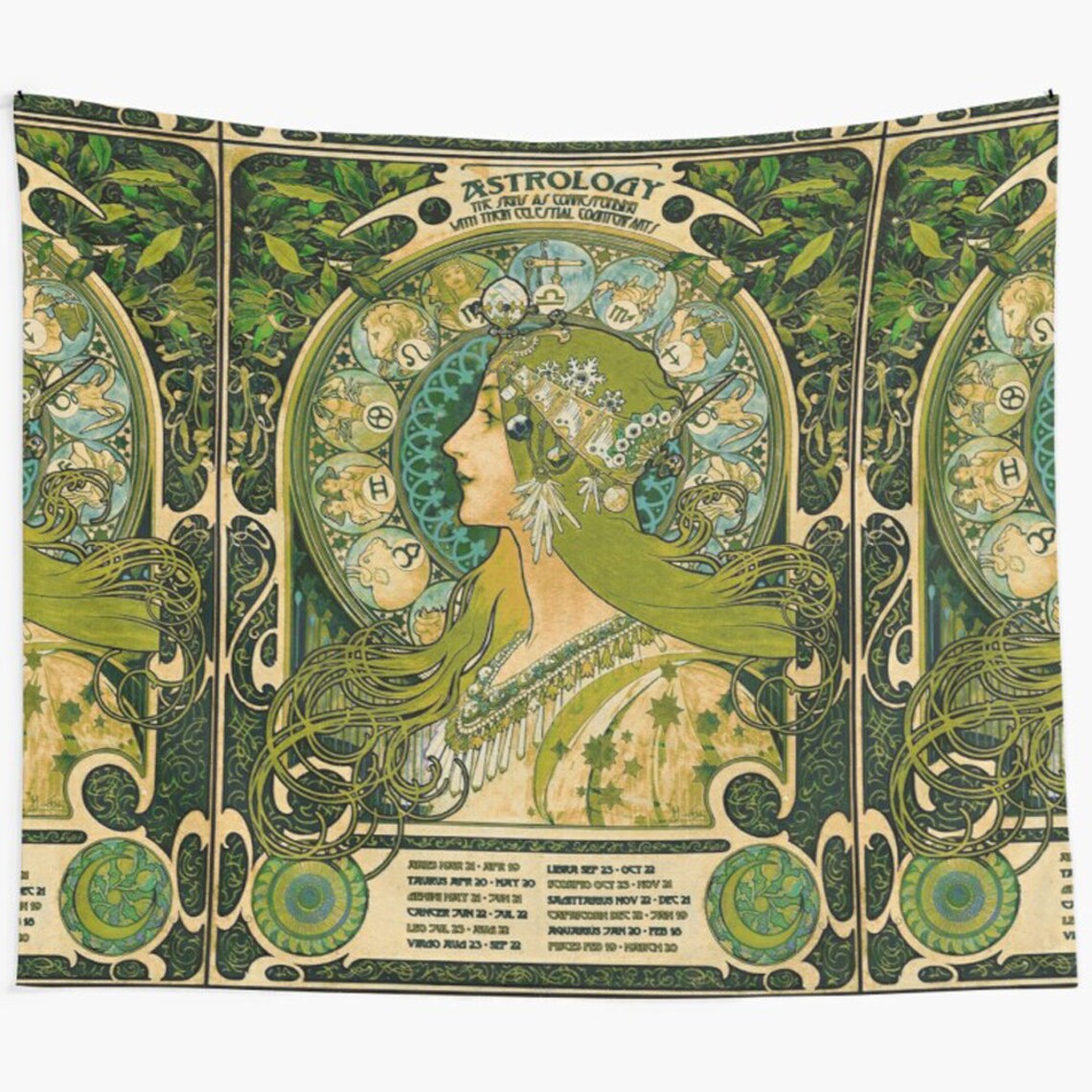 Emerald Green Vintage Astrology Wall Tapestry Vintage Etsy