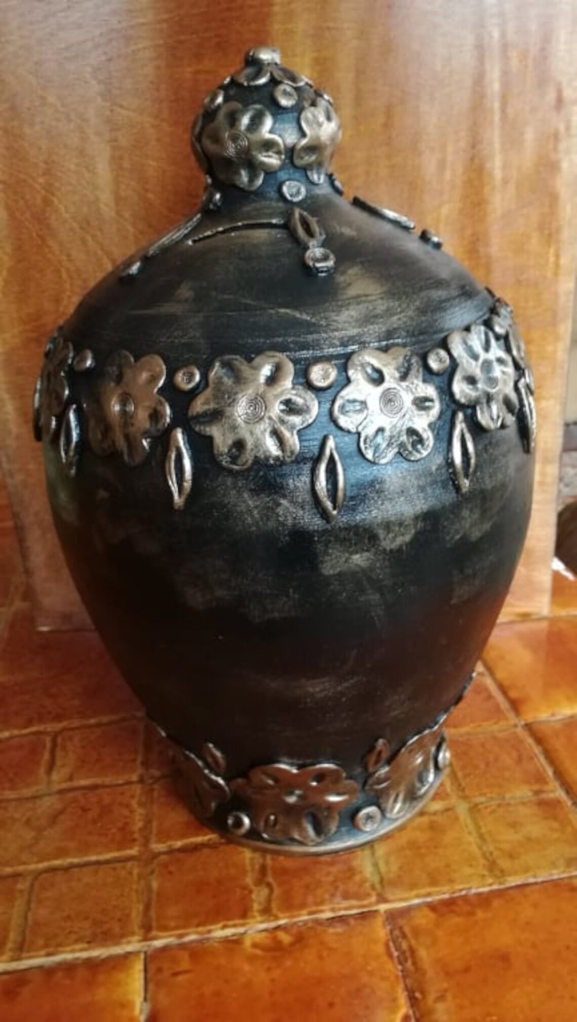 Ceramic Money Pot With Ornaments Etsy