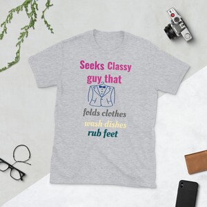 Seeks Classy Guy Short-Sleeve Unisex T-Shirt, shirts for women