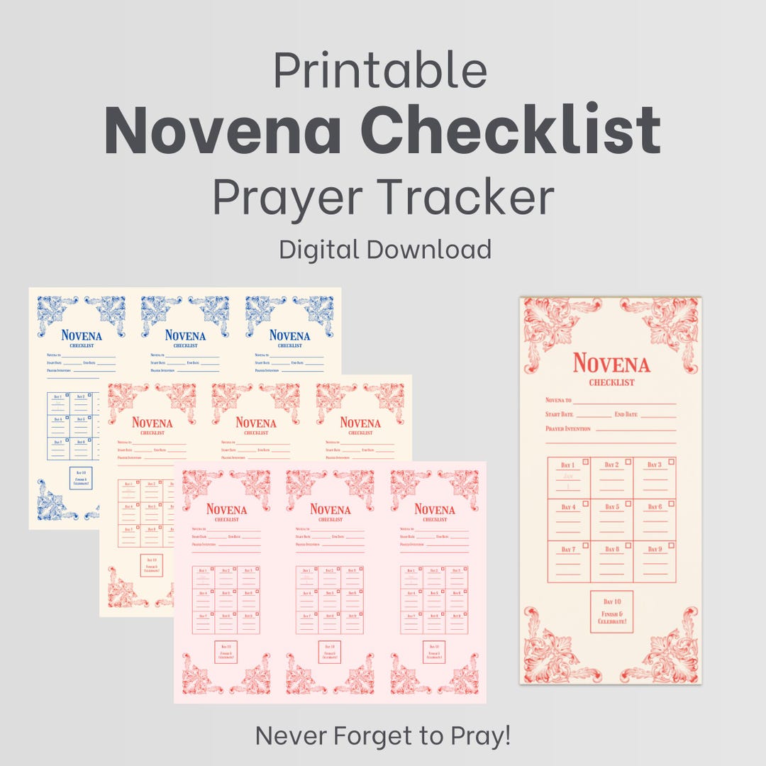 Novena Checklist Digital Download Letter Size Prayer Reminder Printable Bookmark for Personal ...