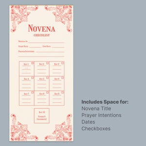 Novena Lettering Novena Checklist Digital Download Letter Size Prayer Reminder Printable ...