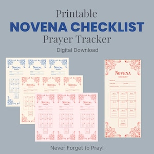 Novena Checklist Digital Download Letter Size Prayer Reminder Printable Bookmark for Personal Prayer Gift Catholic Novena Help Meditation