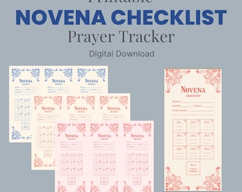 Noveen checklist digitale download lettergrootte gebedsherinnering afdrukbare bladwijzer voor persoonlijk gebedscadeau katholieke noveen hulp meditatie