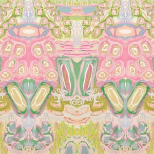 Abstrakte Rosa Blau und Grün Peel & Stick-Tapete | Grandmillennial Tapete | Abstrakte Tapete |  Designer Tapete