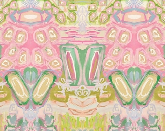 Abstract Pink Blue and Green Peel & Stick Wallpaper | Grandmillennial Wallpaper | Abstract Wallpaper |  Designer Wallpaper