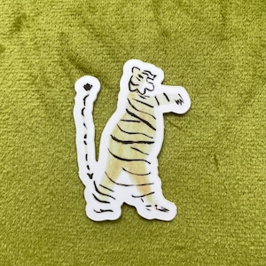 Adesivo di tigre acquerello stravagante / Bellissimo animale selvatico illustrato / Decalcomania di animali / Vinile fustellato di alta qualità / 1,4" x 1,9"