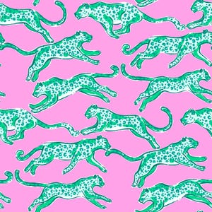 Skurrile rosa springende Leoparden-Muster-Tapete | Peel & Stick oder Traditionelle Tapete | Abstrakte Tapete | Designer Tapete | Tier