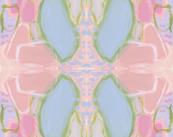 Abstract Pink Blue and Green Peel & Stick Wallpaper | Grandmillennial Wallpaper | Abstract Wallpaper |  Designer Wallpaper