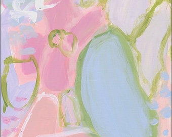 CANVAS PRINT of “Cosmopolitan II” Pink Blue and Green Abstract Artwork