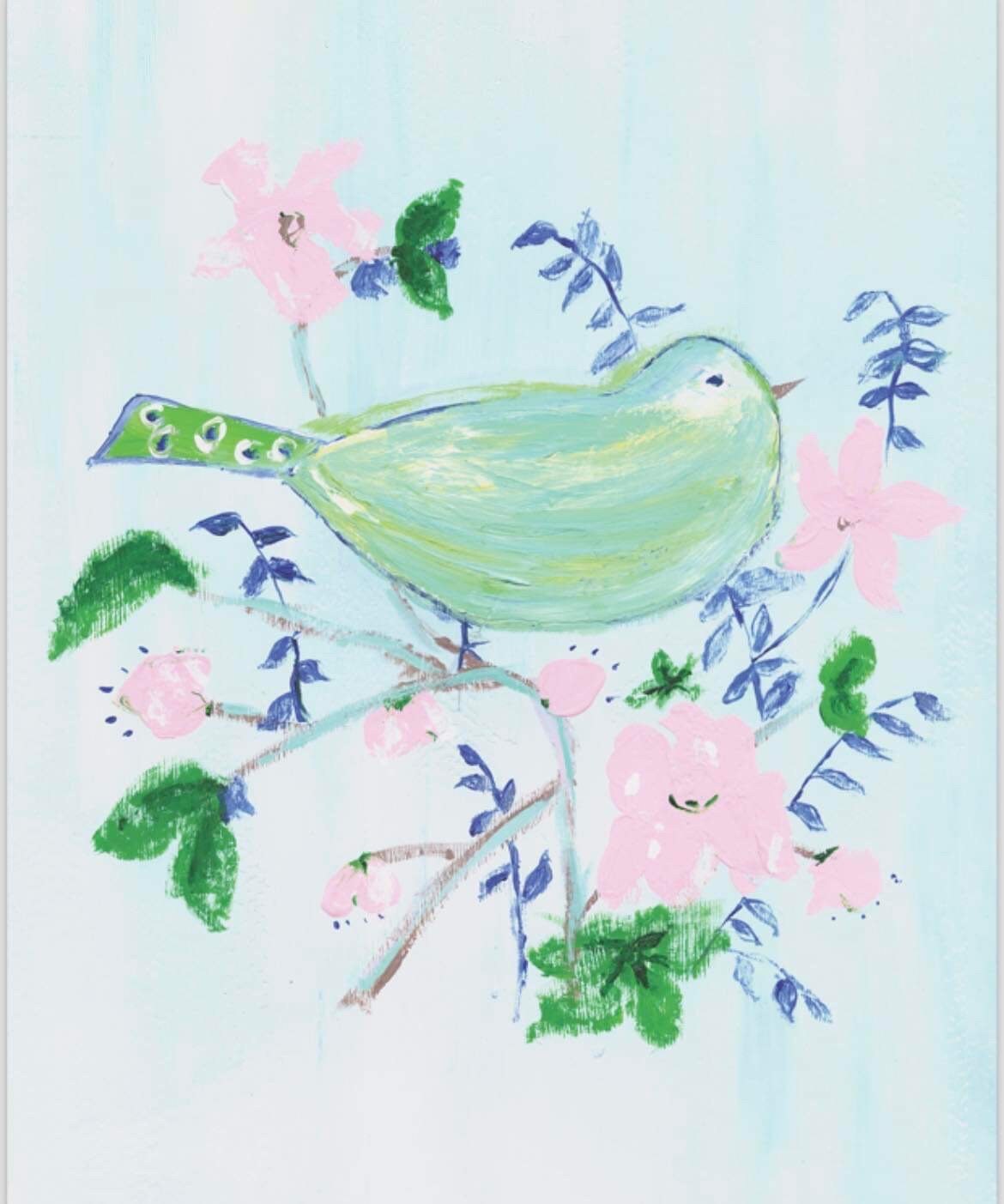 PRINT ONLY Chinoiserie Blue Bird Print