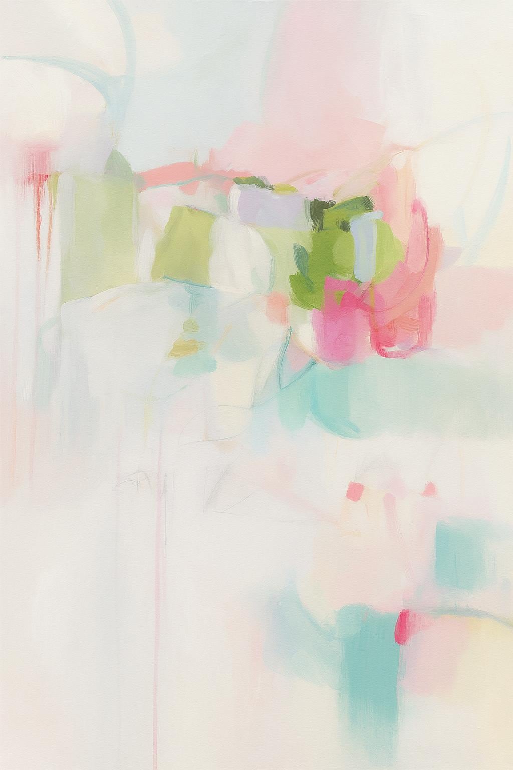 Whimsical Abstract Pink and White Print | Abstract Print on Paper | Wall Art | Contemporary Art | Art Print | Abstract Art Print