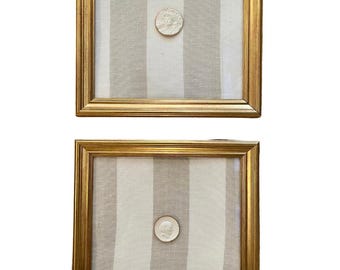 Framed Intaglios Set  - 8x8 Gold Frame with Beige and White Linen Background, Intaglio Bundle, Set of Intaglios, Handmade Intaglios