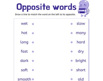 opposite worksheets etsy