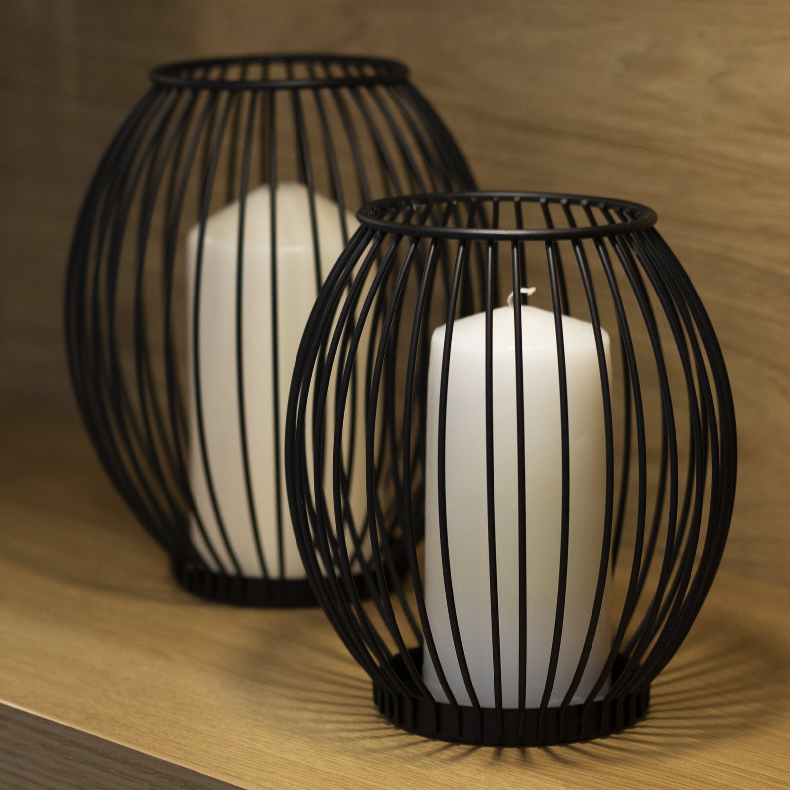 Cage Candle Holders Set of 2 Small Large Pillar Lanterns Home Etsy