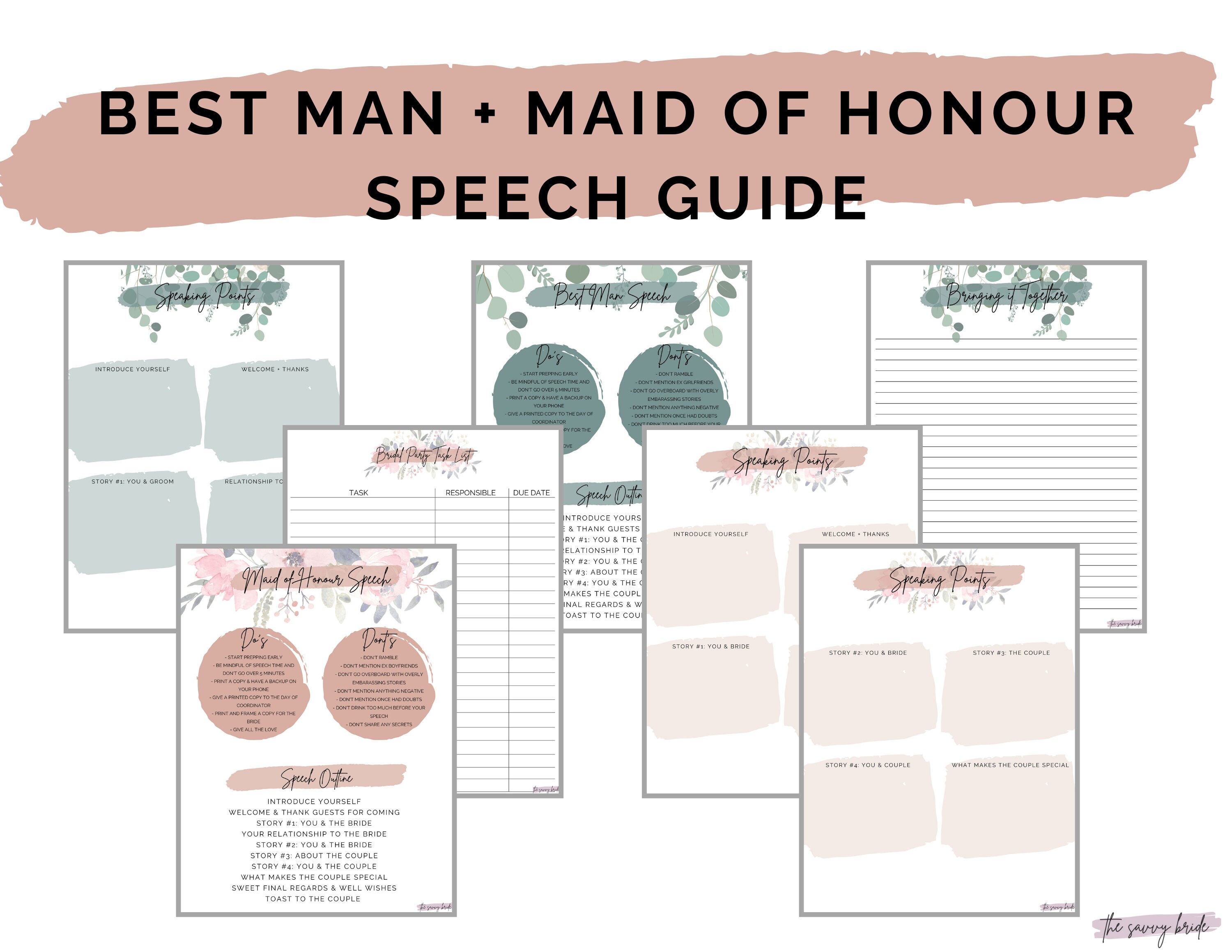 The Savvy Bride Maid of Honour Best Man Speech Guide - Etsy