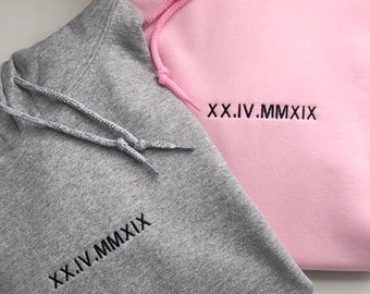 Roman Numeral Hoodie, Anniversary Hoodie, Couples Hoodie, Roman Hoodie, Matching Hoodies, Custom Hoodie, Personalised Roman Numeral Hoodie