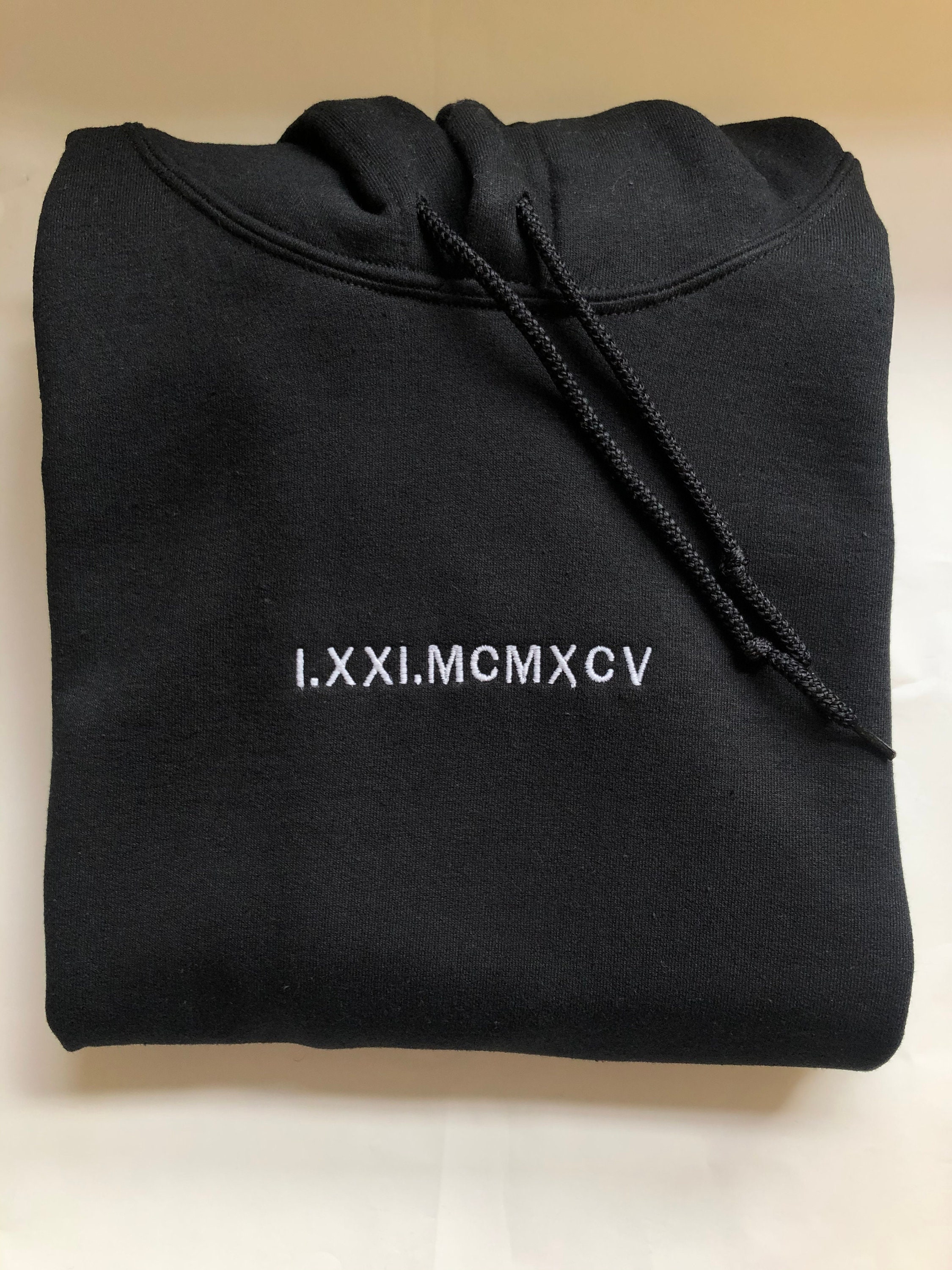 Personalised Multiple Date Roman Numeral Hoodie And Initial Sleeve Uni – Loved By Nature