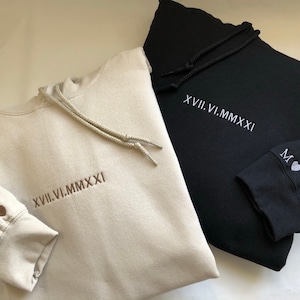 Roman Numeral Hoody, Anniversary Hoody, Couples Hoody, Roman Hoody, Matching Hoody, Custom Hoody, Personalised Roman Numeral Hoody
