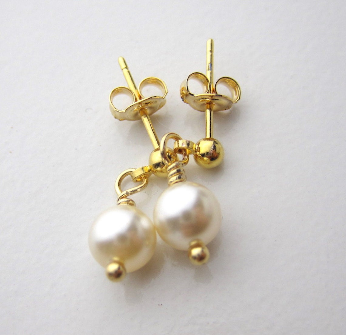 Child Pearl dangle earrings Stud dangle earrings Flower girl Etsy