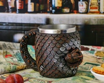 Dragon Game Mug of Thrones Gifts - 14OZ Medieval Dragon Egg Coffee Mug Stainless Beer Steins Viking Cup Novelty Gothic