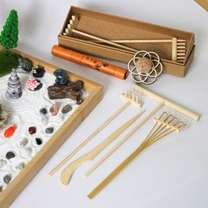 Mini Chakra Crystal Zen Garden Desktop Miniature Japanese Sand Rock Garden Kit Home Office Meditation Zen Gift with Set Rake Tools Set image 6