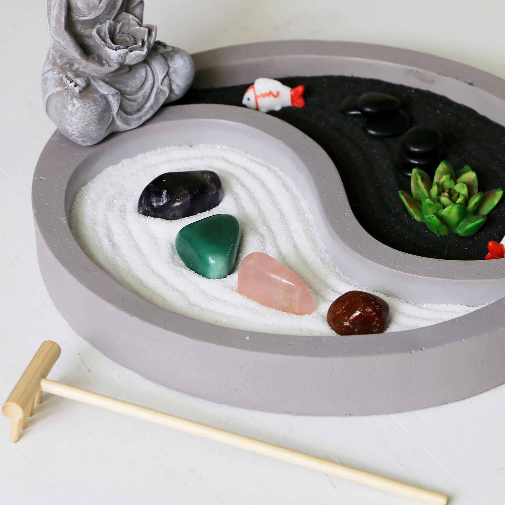 Crystal Zen Garden Kit for Desk Yin Yang Meditation Sand Etsy