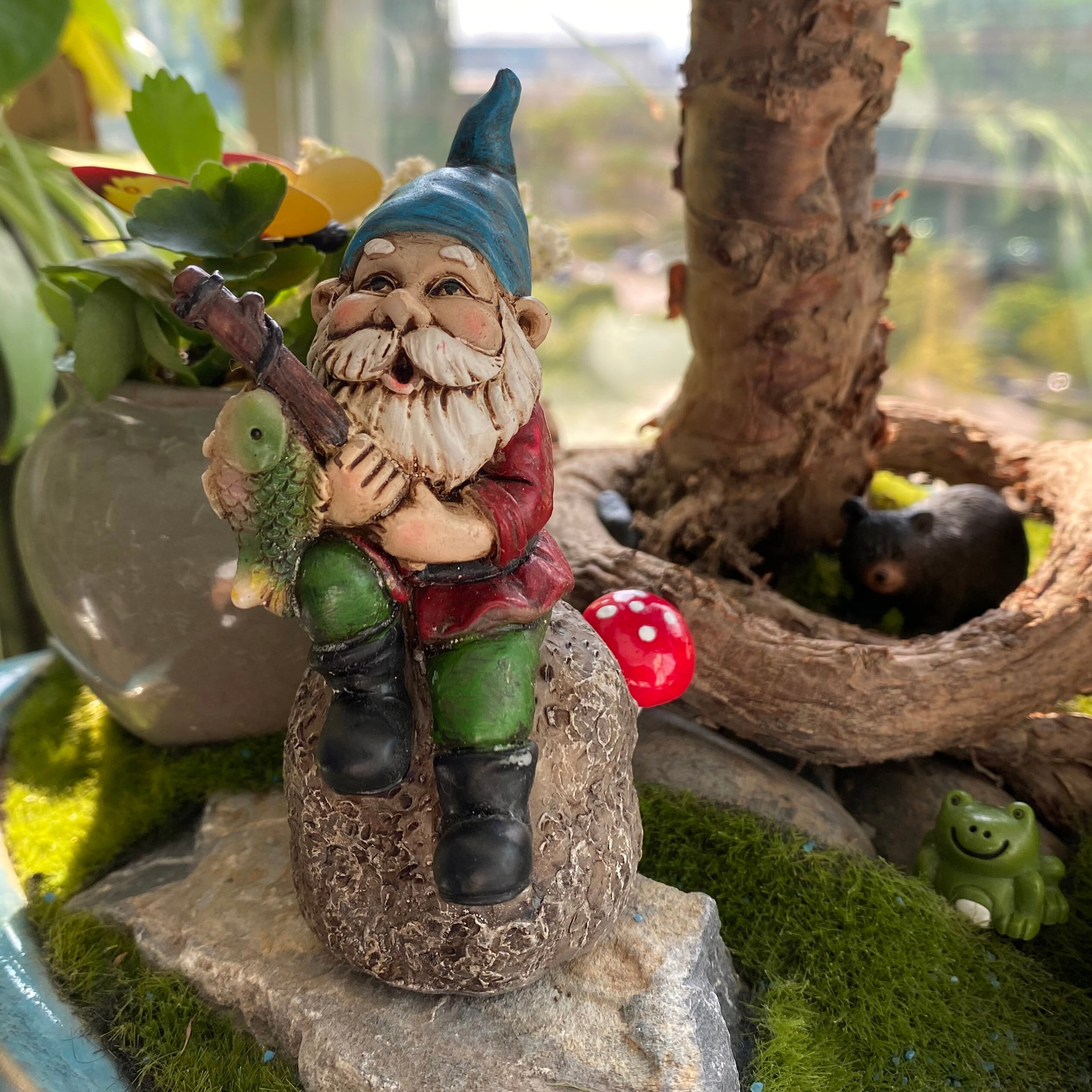 Outdoor Miniature Gnome Garden Accessories Fishing Gnome Etsy