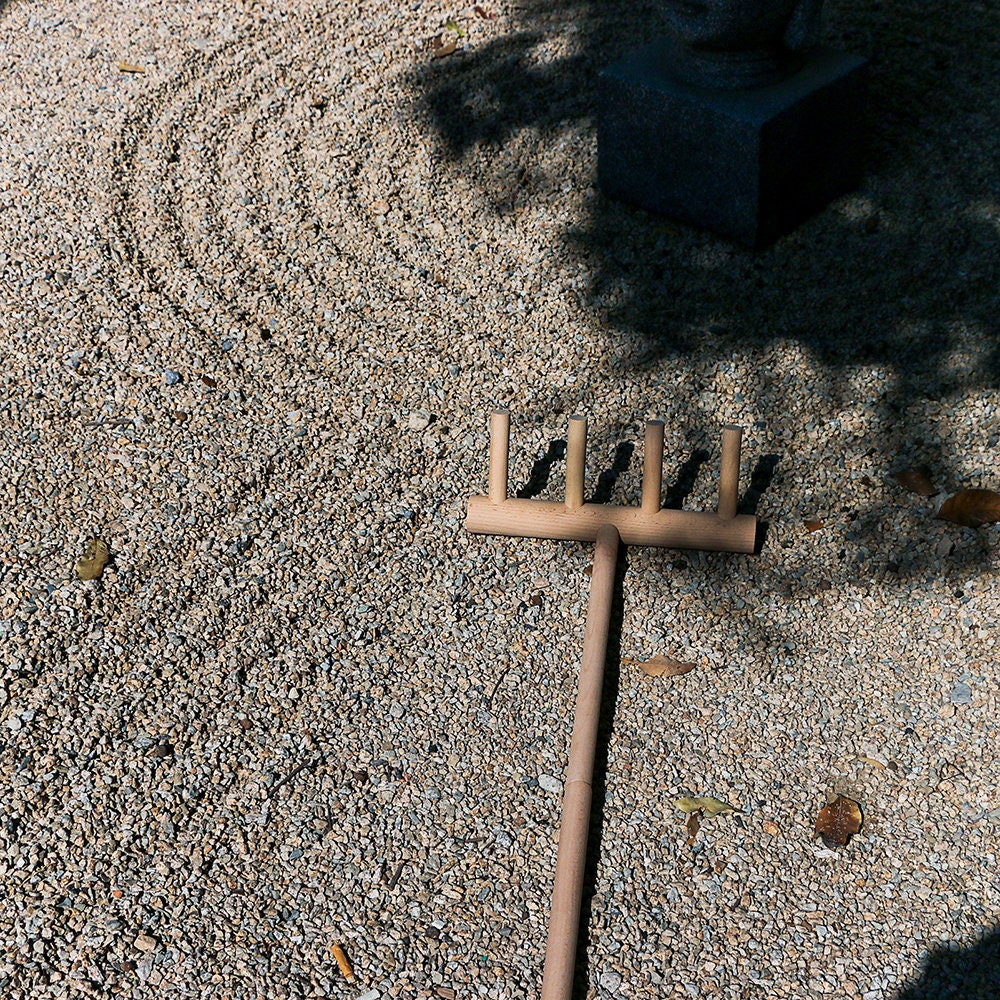 2PCS Fullsize Outdoor Zen Garden Rake Japanese Sand Garden Rake Tool