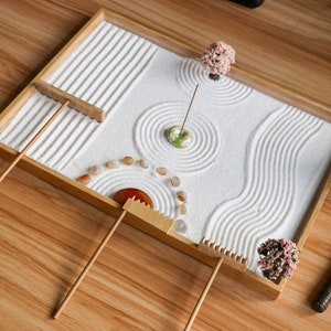 Zen Sand Garden Bamboo Rakes - Tabletop Mini Zen Garden Tools Accessories Kit Office Relaxation Gifts