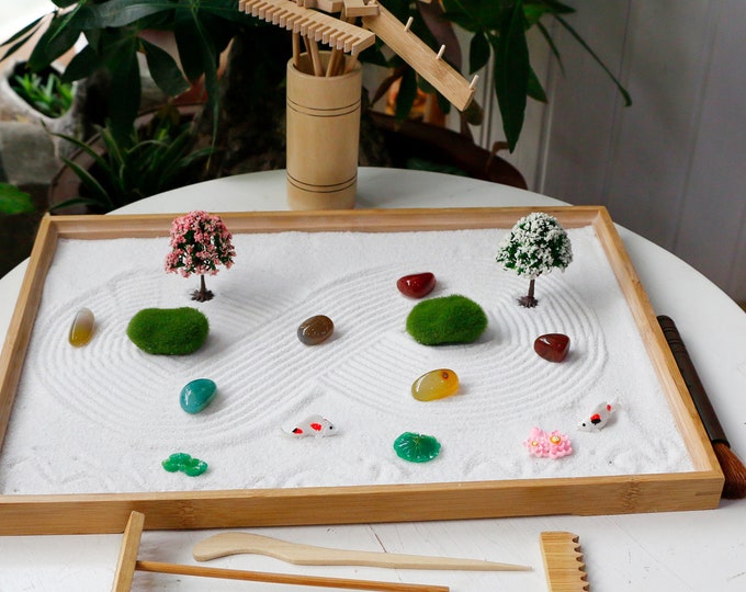 Zen Garden Decor Rake Tool - Sand Zen Garden Accessories Japanese Zen Garden Kit Tabletop Rock Zen Decor Japan Zen Gifts Desk Meditation