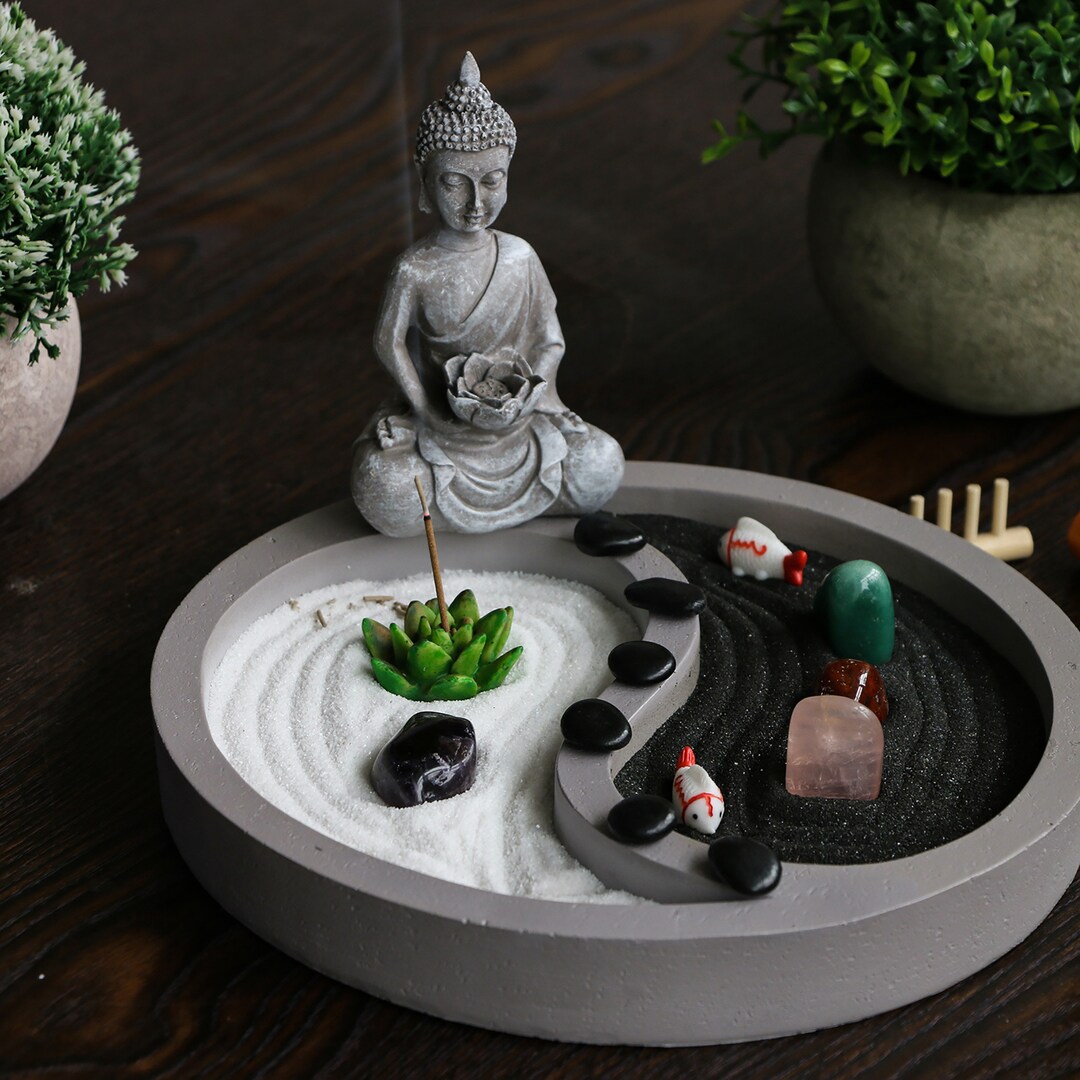Crystal Zen Garden Kit for Desk Yin Yang Meditation Sand Etsy