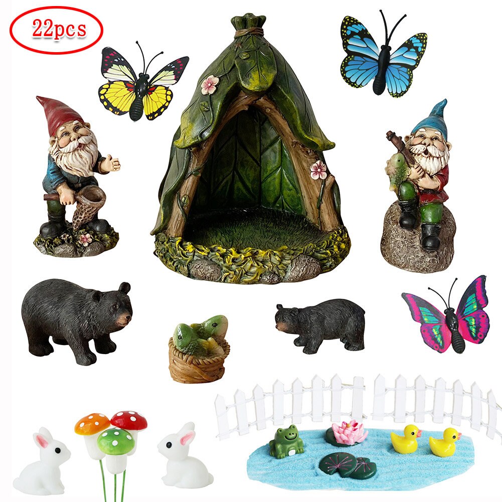 Outdoor Miniature Gnome Garden Accessories Fishing Gnome Etsy