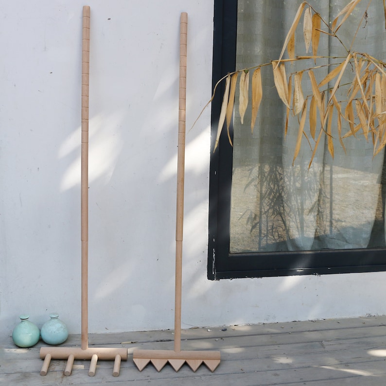 2PCS Fullsize Outdoor Zen Garden Rake Japanese Sand Garden Rake Tool